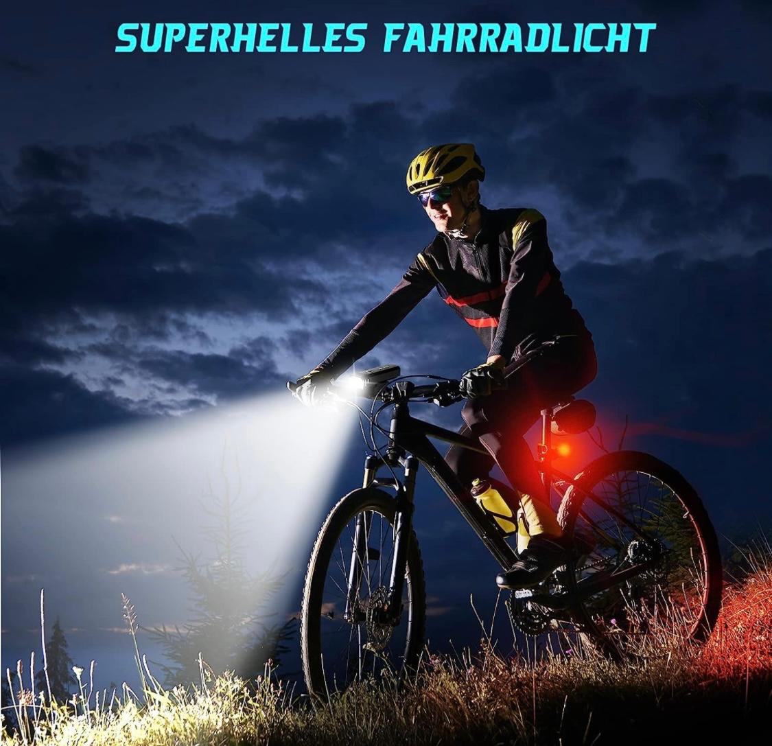 LED Fahrradlampe Fahrradlicht Set Radlicht Vorne Hinten Lampe USB AKKU aufladbar