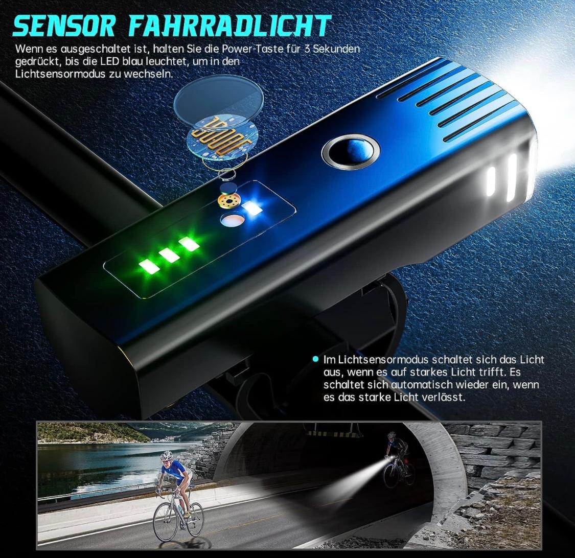 LED Fahrradlampe Fahrradlicht Set Radlicht Vorne Hinten Lampe USB AKKU aufladbar