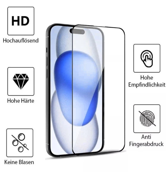 Panzerfolie Displayschutz für iPhone 17 16 15 14 13 12 11 Pro Max Schutzglas