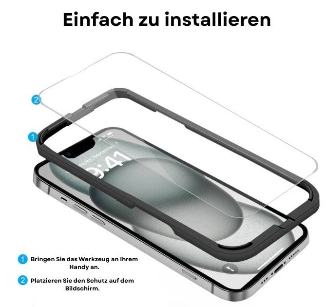 3x Panzerfolie für iPhone 15 14 13 12 Pro Max Echt Schutzglas mit Anbringhilfe