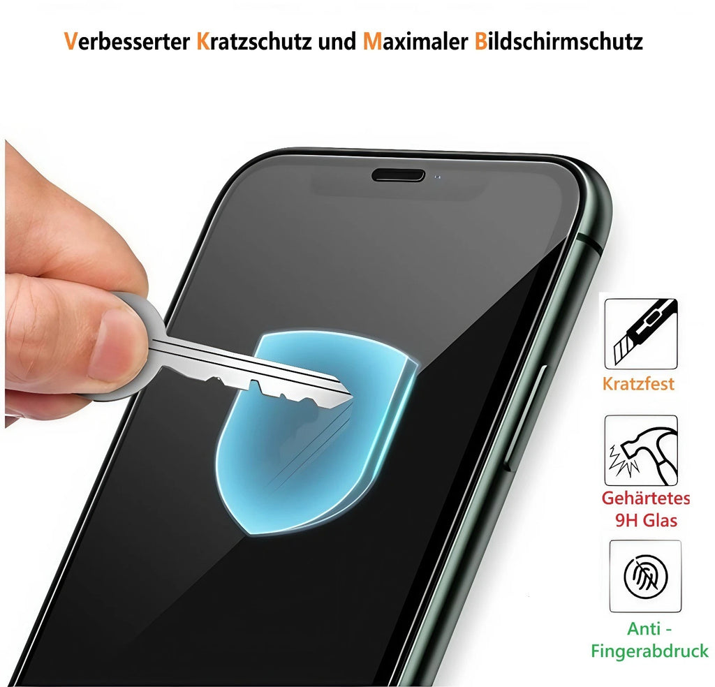 3x Panzerfolie für iPhone 15 14 13 12 Pro Max Echt Schutzglas mit Anbringhilfe